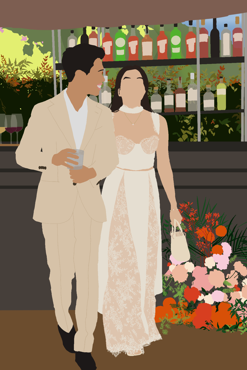 A couple at a bar
